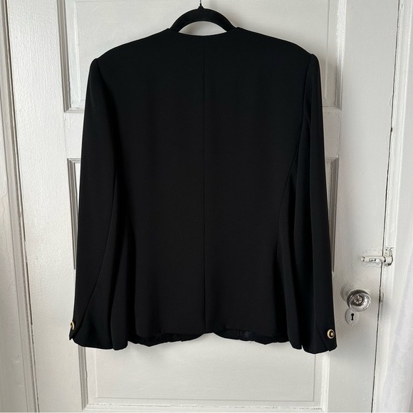 Oleg Cassini Black Tailored Blazer Gold Buttons  Classic Old Money Quiet Luxury - Picture 3 of 15